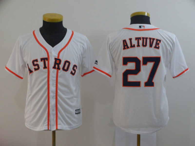 Youth Houston Astros 27 Altuve White MLB Jersey